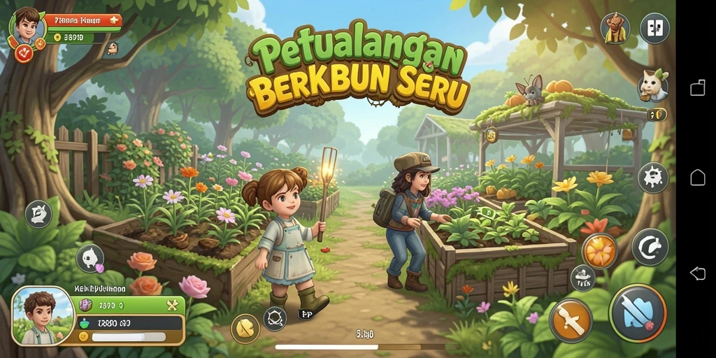 Screenshot gameplay 789RP menampilkan suasana ladang yang cerah dan tanaman yang subur.