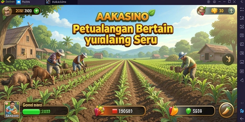Tampilan gameplay AAKASINO yang menakjubkan saat bertani.