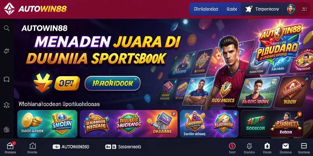 Screenshot utama AUTOWIN88 menampilkan fitur taruhan olahraga.
