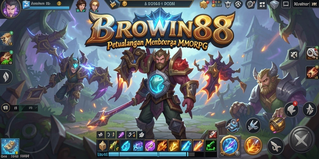 Tampilan gameplay seru dengan aksi pertempuran dalam BROWIN88.