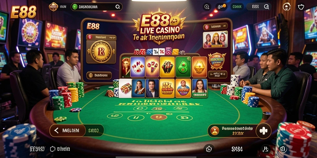 Tampilan menarik dari gameplay Live Casino di E88.