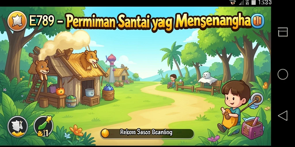 Tampilan gameplay EE789 yang penuh warna dan menghibur.