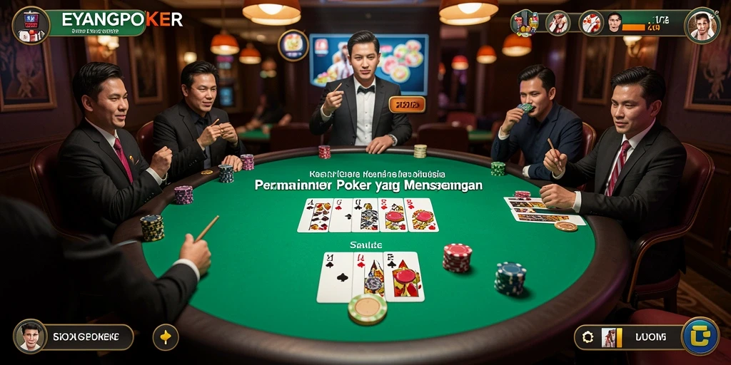 Tampilan utama gameplay EYANGPOKER dengan suasana poker yang nyata.
