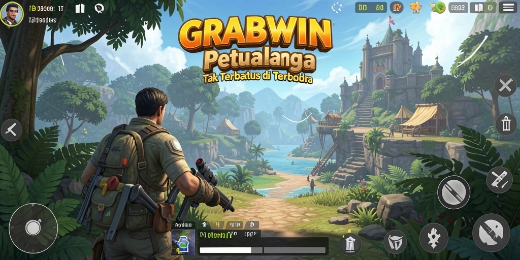 Screenshot GRABWIN yang menampilkan dunia Open World yang luas dan grafis menakjubkan.
