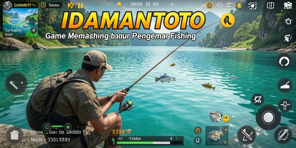 Tangkapan layar utama <strong>IDAMANTOTO</strong> menampilkan momen terbaik saat menangkap ikan di danau.