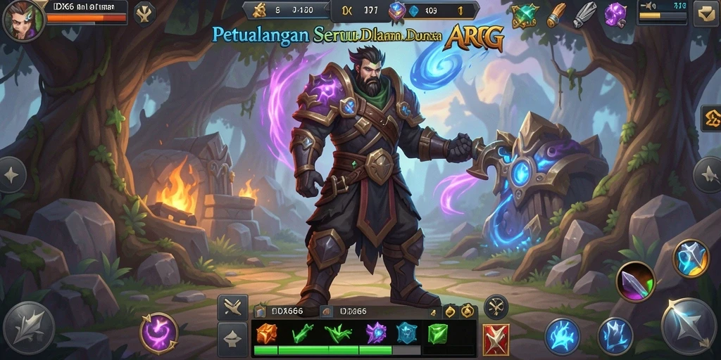 Screenshot gameplay IDX66 yang menunjukkan pertarungan epik dalam dunia fantasi.