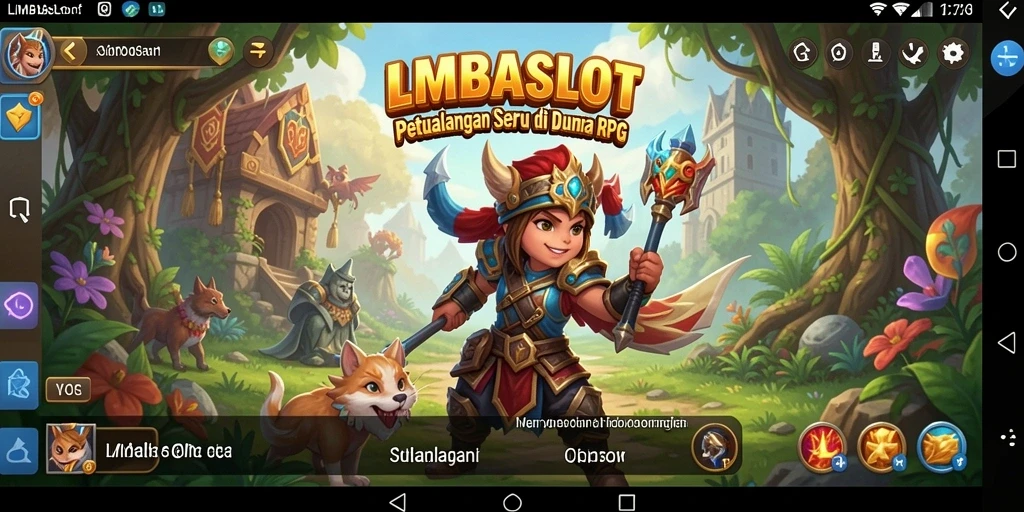 Screenshot gameplay LMBASLOT menampilkan aksi pertempuran seru di dunia RPG.