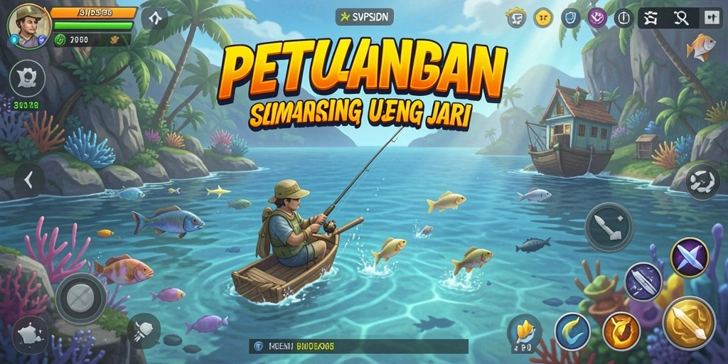 Tampilan gameplay SVIPSIDN yang menarik saat memancing ikan.